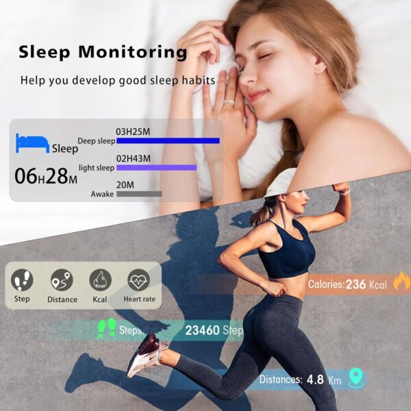 2025 Health Tracker Smart Ring for Men and Women, Sleep Tracker, Exercise Health, Heart Rate, Blood Oxygen Monitor. LED Display, IP68 Waterproof.No Subscription fee.for iOS & Android（Black 8#） - Image 3