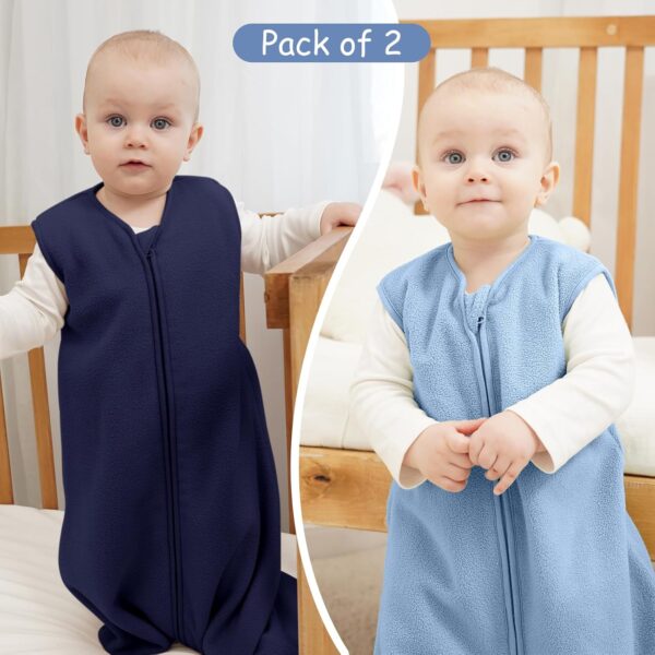 Looxii Fleece Baby Sleep Sack 0-6 Months 2 Pack 1.5 TOG Baby Wearable Blanket with 2-Way Zippers Soft Warm Toddler Sleeping Sack - Image 7