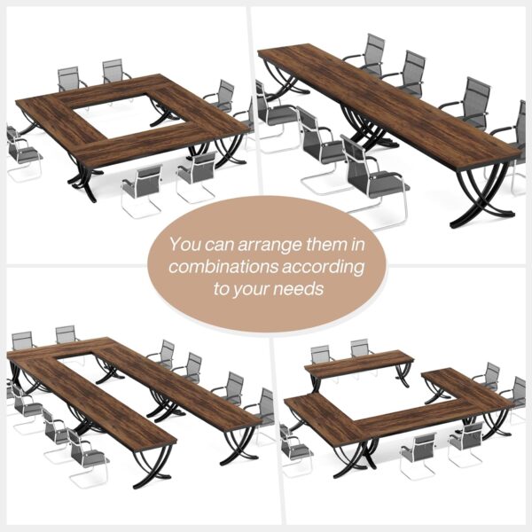 Tribesigns 6.5FT Conference Table for 6-8 People, 78 inch Long Rectangular Seminar Table with Strong Metal Frame, Business Furniture Boardroom Desk for Office Meeting Conference Room (1, Brown) - Image 6