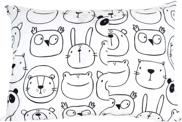 100% Cotton Toddler Pillowcase by ADDISON BELLE - Fits Both 13"x18" and 14"x19" Pillows - Soft, Durable & Breathable (Monochrome Animals) - Image 2