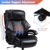 Big and Tall Office Chair 500lbs for Heavy People with Adjustment Lumbar Support Heavy Duty Leather Executive Office Chair with Quiet Rubber Wheels - Image 6