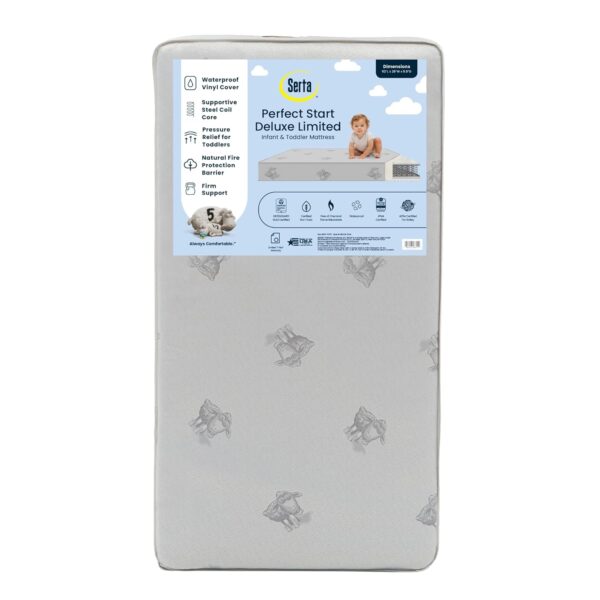 Serta Perfect Start Deluxe Limited Dual Sided Baby Crib Mattress and Toddler Mattress, GREENGUARD Gold Certified, Firm Support, Waterproof, 7 Year Warranty, Made in USA
