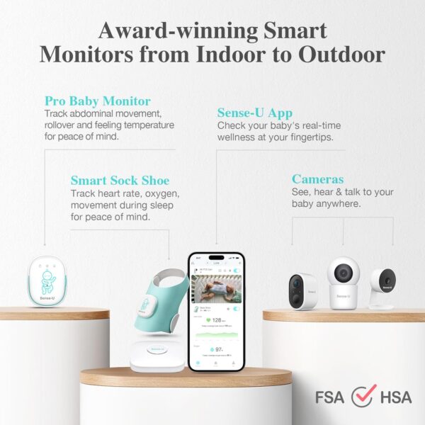 Sense-U Pro Baby Movement Monitor with Arousal Vibration, Movement/Rollover/Overheating Alerts, Audible & App Notifications, Easy Clip-On Design, Smart Sleep Monitor, FSA/HSA Eligible - Image 7