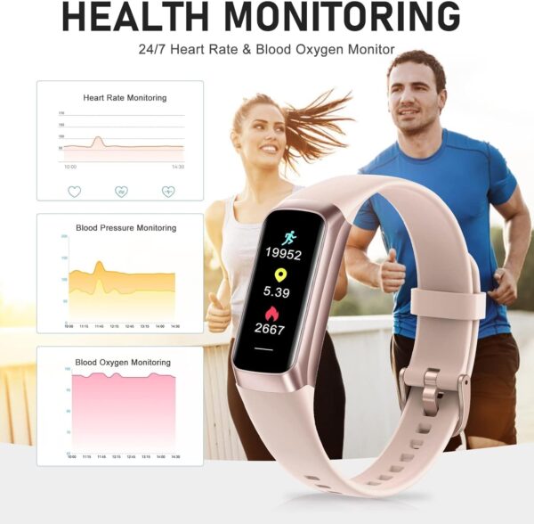 Fitness Tracker, Blood Pressure Watch with 24/7 Heart Rate, Step Counter for Walking, Step Trackers Activity Pedometer for Women Men Android iOS - Image 3