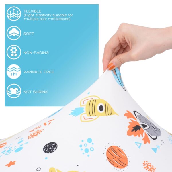 Cloele Round Stretchy Crib Sheet - Microfiber Space Fitted Sheet for 42 X 42 Mattresses Ultra Soft Unisex Round Fitted Sheet for Baby Boys Girls - Image 2