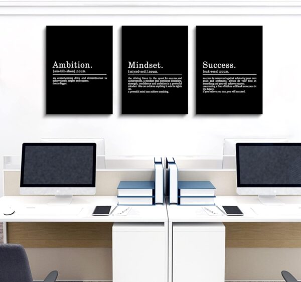 Inspirational Canvas Painting Wall Art -EPHANY ART,Mindset Quotes Prints, Success Framed Entrepreneur Poster Positive Quotes Wall Poster for Home Office Workplace (M-3pcs,12x16inchx3pcs) - Image 4