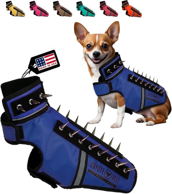 CoyoteVest SpikeVest Dog Harness Vest for Small Dogs, Reflective Dog Vest with Spikes to Shield Your pet from Coyotes, Raptor and Animal Attacks, Anti Hawk Vest, Made in USA(XS-Royal Blue)