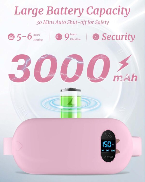 FSA HSA Eligible Portable Heating Pad for Cramps, Upgrade Cordless Electric Period Fast Heating Pad for Back Pain Relief Menstrual Belt 6 Heat 6 Massage Modes Gifts for Women Girls Her Girlfriend Pink - Image 6