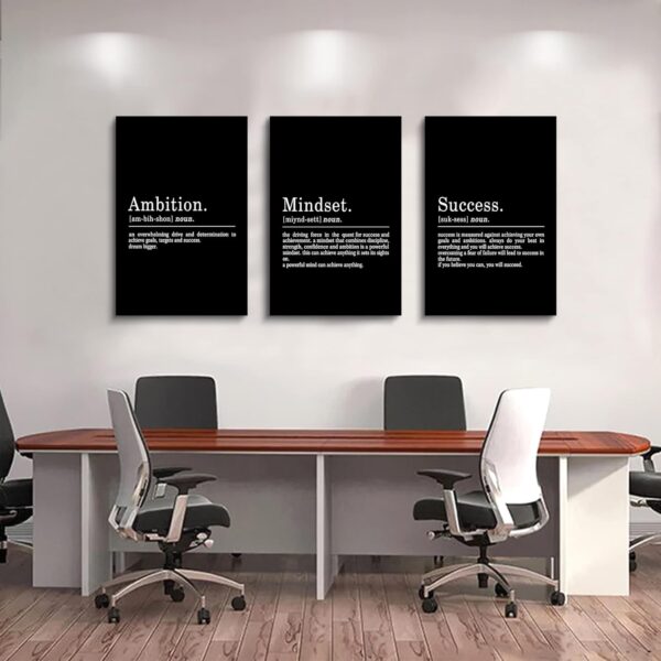 Inspirational Canvas Painting Wall Art -EPHANY ART,Mindset Quotes Prints, Success Framed Entrepreneur Poster Positive Quotes Wall Poster for Home Office Workplace (M-3pcs,12x16inchx3pcs) - Image 6