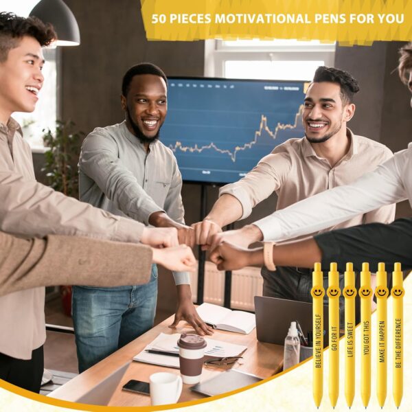 Fuutreo 50 Pcs Employee Appreciation Gifts Inspirational Pens Motivational Quotes Ballpoint Pens Smile Face for Coworker Employee(Believe) - Image 7