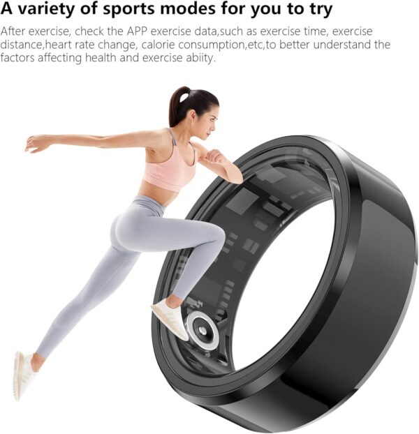 Fitness Tracker Smart Ring, Step Counter for Walking, Heart Rate Blood Oxygen Calorie Sleep Tracker Health Ring, IP68 Waterproof Design, Stainless Steel, 5-7 Days Battery Life - Image 7