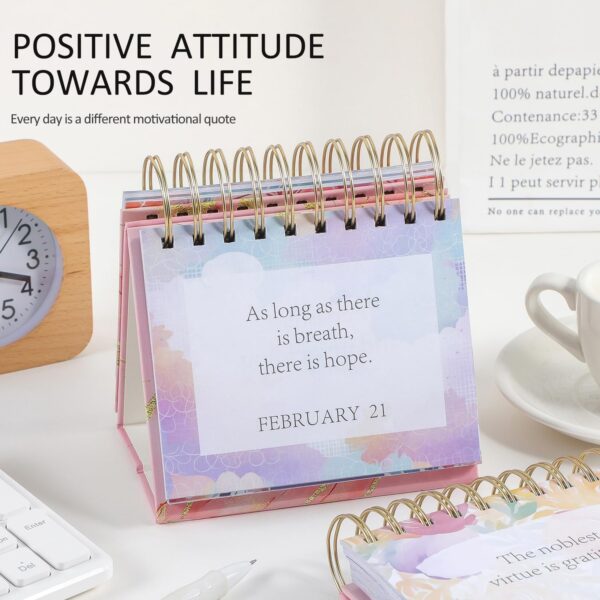 Daily Flip Calendar with Inspirational Quotes - Motivational Perpetual Calendar Desk Office Home Decor for Women, Gifts Desk Accessories for Girls Positive Affirmations - Image 3