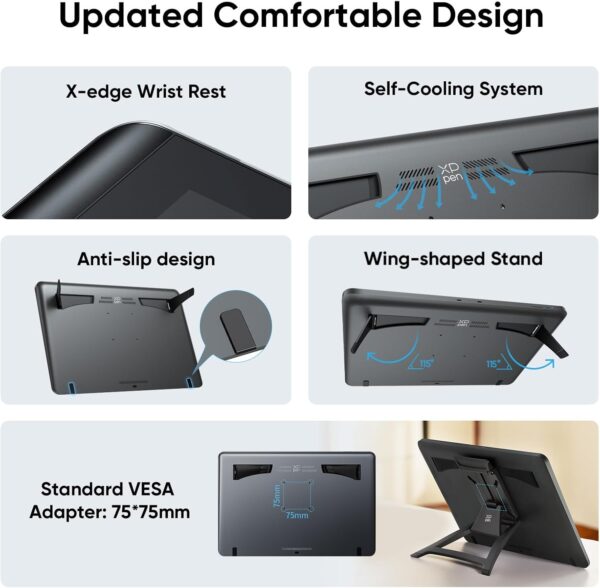 XPPen 4K UHD Artist Pro 19 Gen2 Drawing Tablet with Screen, 156% sRGB Graphic Tablet with 1.07 Billion Colors Anti-Glare Drawing Monitor with Dual 16384 Pen Pressure Stylus, Mini Keydial, 18.4" - Image 7