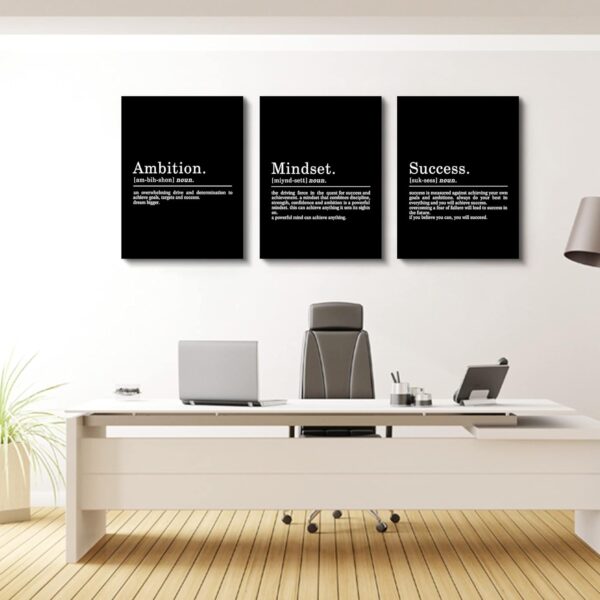 Inspirational Canvas Painting Wall Art -EPHANY ART,Mindset Quotes Prints, Success Framed Entrepreneur Poster Positive Quotes Wall Poster for Home Office Workplace (M-3pcs,12x16inchx3pcs) - Image 5