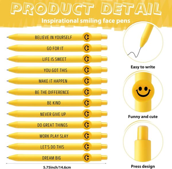 Fuutreo 50 Pcs Employee Appreciation Gifts Inspirational Pens Motivational Quotes Ballpoint Pens Smile Face for Coworker Employee(Believe) - Image 2