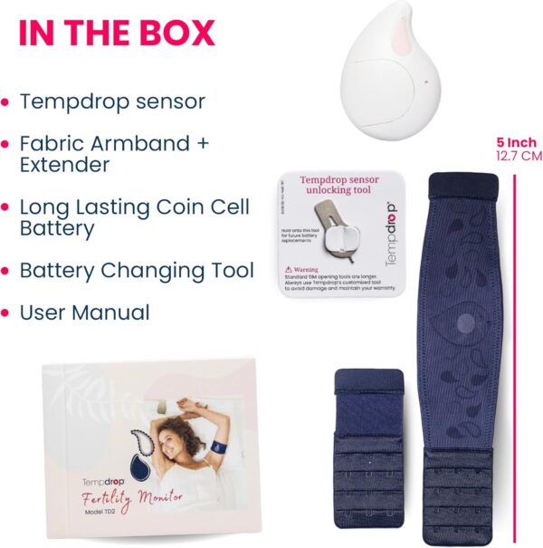 TEMPDROP 2.0 Advanced Fertility Monitor and Ovulation Tracker Wearable Basal Body Temperature (BBT) Monitoring Sensor and Fertility Charting App, New Improved Comfortable Armband, L/XL - Image 6