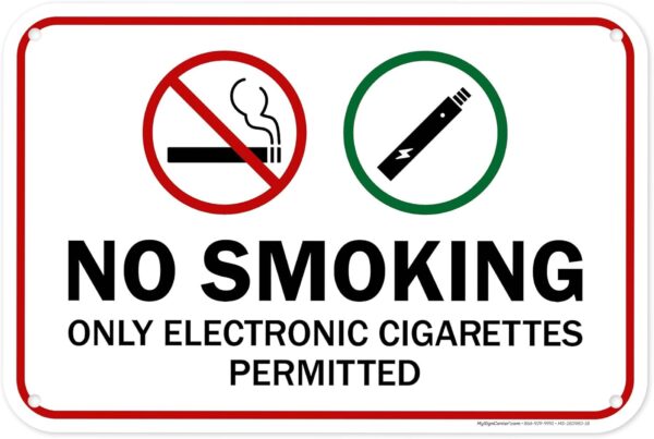 No Smoking Only Electronic Cigarettes Permitted Sign, 12x18 Inches, 55 mil thick HDPS (high density polystyrene), Made in USA by My Sign Center
