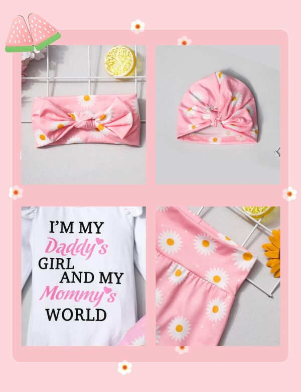 Infant Newborn Baby Girl Clothes Baby Girl Outfits For All Seasons Long Sleeve Snap Romper Pant Sets With Headband - Image 4