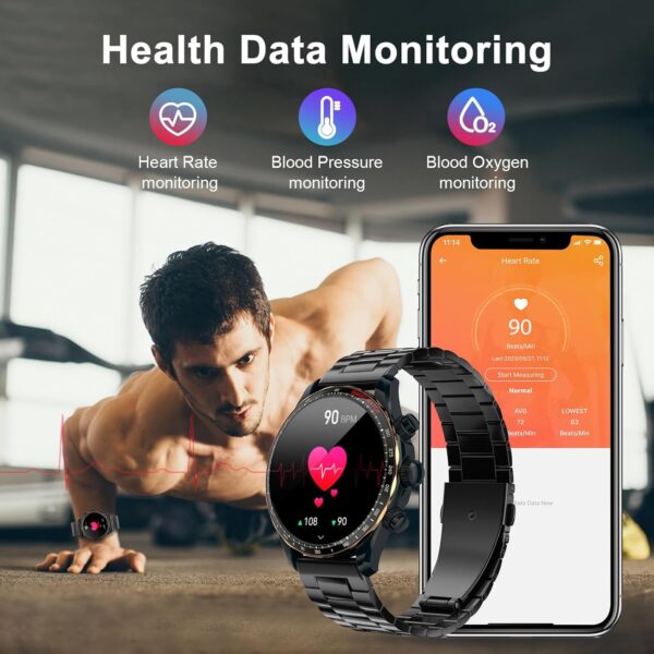 Smart Watches for Men,1.43" AMOLED Display Fitness Watch IP68 Waterproof Activity Tracker Smartwatches Compass Compatible with Android and iOS Devices - Image 4
