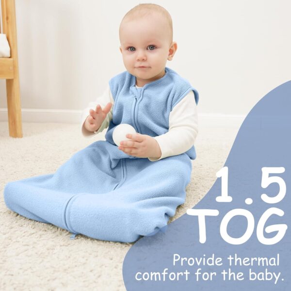Looxii Fleece Baby Sleep Sack 0-6 Months 2 Pack 1.5 TOG Baby Wearable Blanket with 2-Way Zippers Soft Warm Toddler Sleeping Sack - Image 6