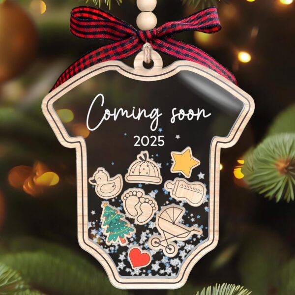 Expecting Baby Ornament 2025 - Pregnancy Announcement Gifts for Family, Husband, Grandparents, for Expecting Parents, Expecting Parents to Be Unique Gifts - 4D Acrylic Shaker Ornament
