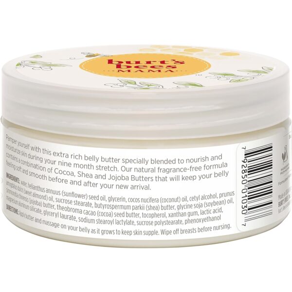 Burt's Bees Mothers Day Gifts, Mama Belly Butter Stretch Mark Cream for Pregnancy Massages Body & Reduces Scar Appearance, Prenatal & Postnatal Tummy Skin Care, Shea Butter & Vitamin E, 6.5 Oz Tub - Image 13