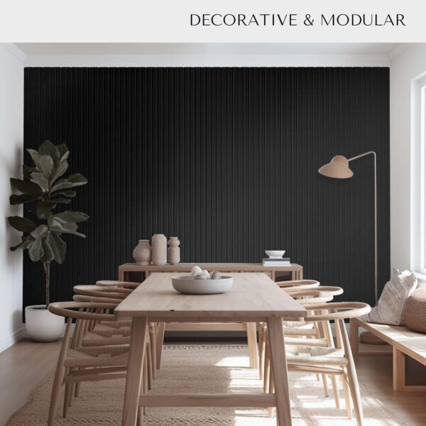 Large Cork Boards for Walls Black Felt Board Alternative - Slat Wall Paneling, Felt Bulletin Board Tiles for Office Decor, Push pin Board Office Wall Organizer -12-Pack (Black) - Image 6