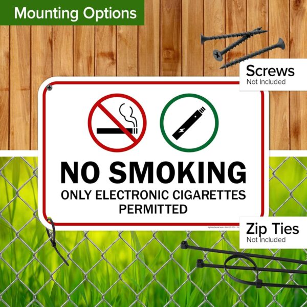 No Smoking Only Electronic Cigarettes Permitted Sign, 12x18 Inches, 55 mil thick HDPS (high density polystyrene), Made in USA by My Sign Center - Image 5
