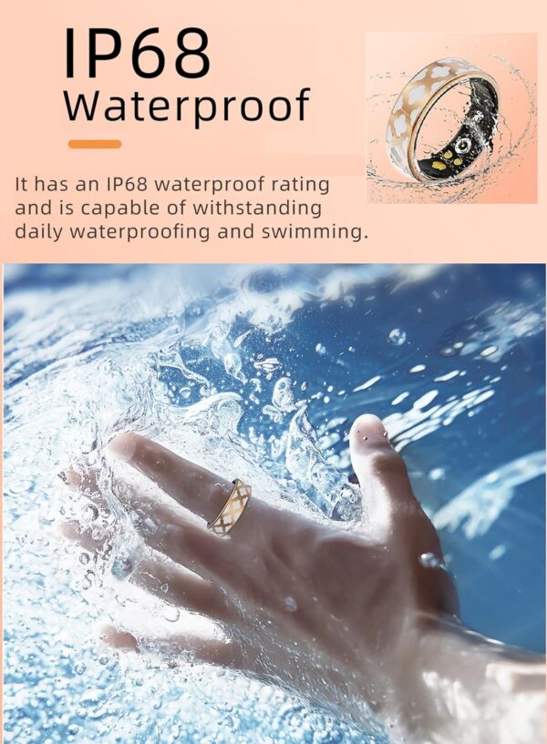 Ladies Smart Ring for Women BP Monitor Fitness Ring Heart Rate Monitor SP-O2 Sleep Tracker Health Ring Pedometer Calories Step Counter GPS Waterproof Compatible with iOS Android Phones Gift for Her - Image 6