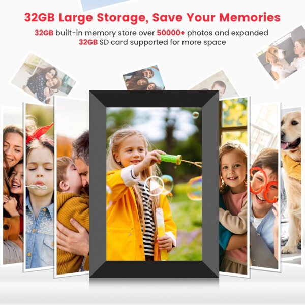 Frameo 10.1 Inch WiFi Digital Picture Frame, Smart Cloud Electronic Photo Frame with HD IPS Touch Screen Slideshow 32GB Memory Auto-Rotate Wall Mount, Share Photos/Videos from Phone by Frameo App - Image 3