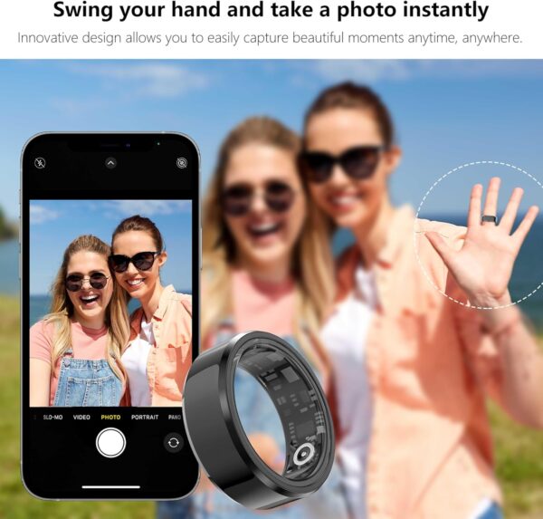 Fitness Tracker Smart Ring, Step Counter for Walking, Heart Rate Blood Oxygen Calorie Sleep Tracker Health Ring, IP68 Waterproof Design, Stainless Steel, 5-7 Days Battery Life - Image 5