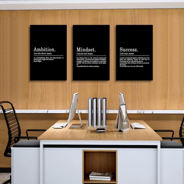Inspirational Canvas Painting Wall Art -EPHANY ART,Mindset Quotes Prints, Success Framed Entrepreneur Poster Positive Quotes Wall Poster for Home Office Workplace (M-3pcs,12x16inchx3pcs) - Image 7