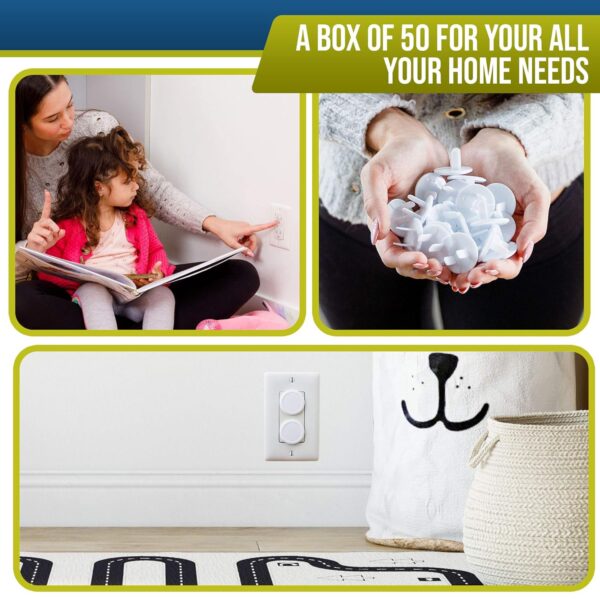 Outlet Covers Baby Proofing (50 Pack) Safe & Secure Electric Plug Protectors | Sturdy Childproof Socket Covers for Home & Office | Easy Installation | Protect Toddlers & Babies | White - Image 6