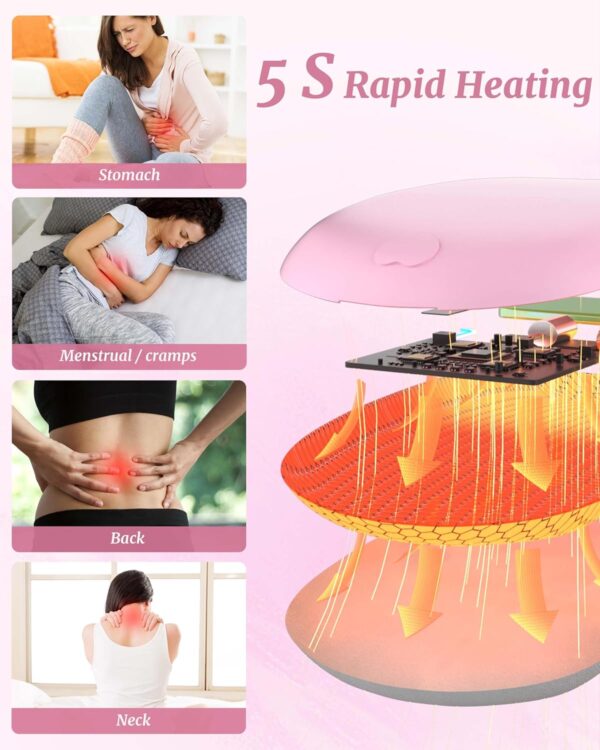 FSA HSA Eligible Portable Heating Pad for Cramps, Upgrade Cordless Electric Period Fast Heating Pad for Back Pain Relief Menstrual Belt 6 Heat 6 Massage Modes Gifts for Women Girls Her Girlfriend Pink - Image 2
