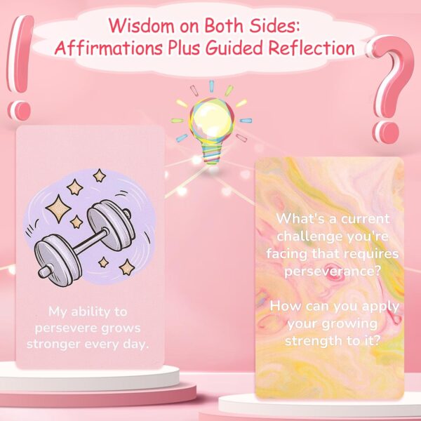 Positive Affirmation Cards for Teen Girls (Ages 10-16), 54 Daily Self Love Cards, Pink Confidence Building Gift Set with Mindset Activities - Image 3
