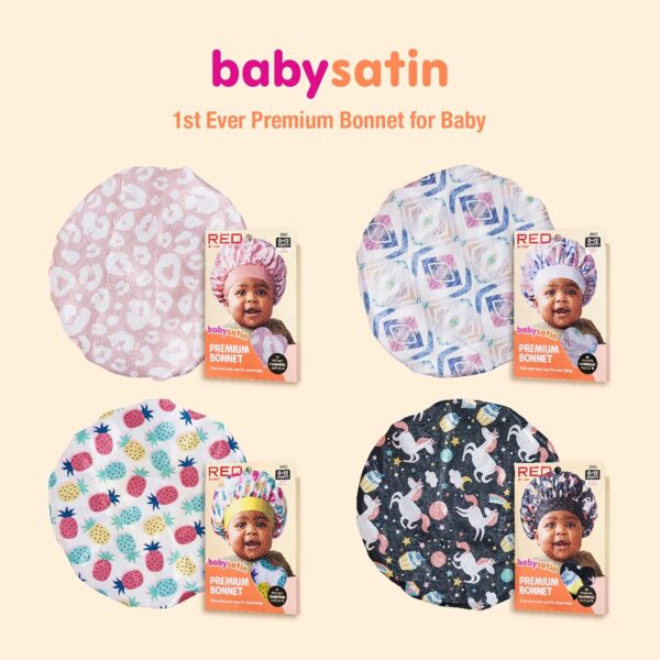 Red by Kiss Baby Satin Bonnet Sleep Cap for Infants,Soft, Stretchy, and Safe, Protects Baby Hair from Frizz & Breakage, Friction Bald Spots (Pink Leopard, 6-18M) - Image 6