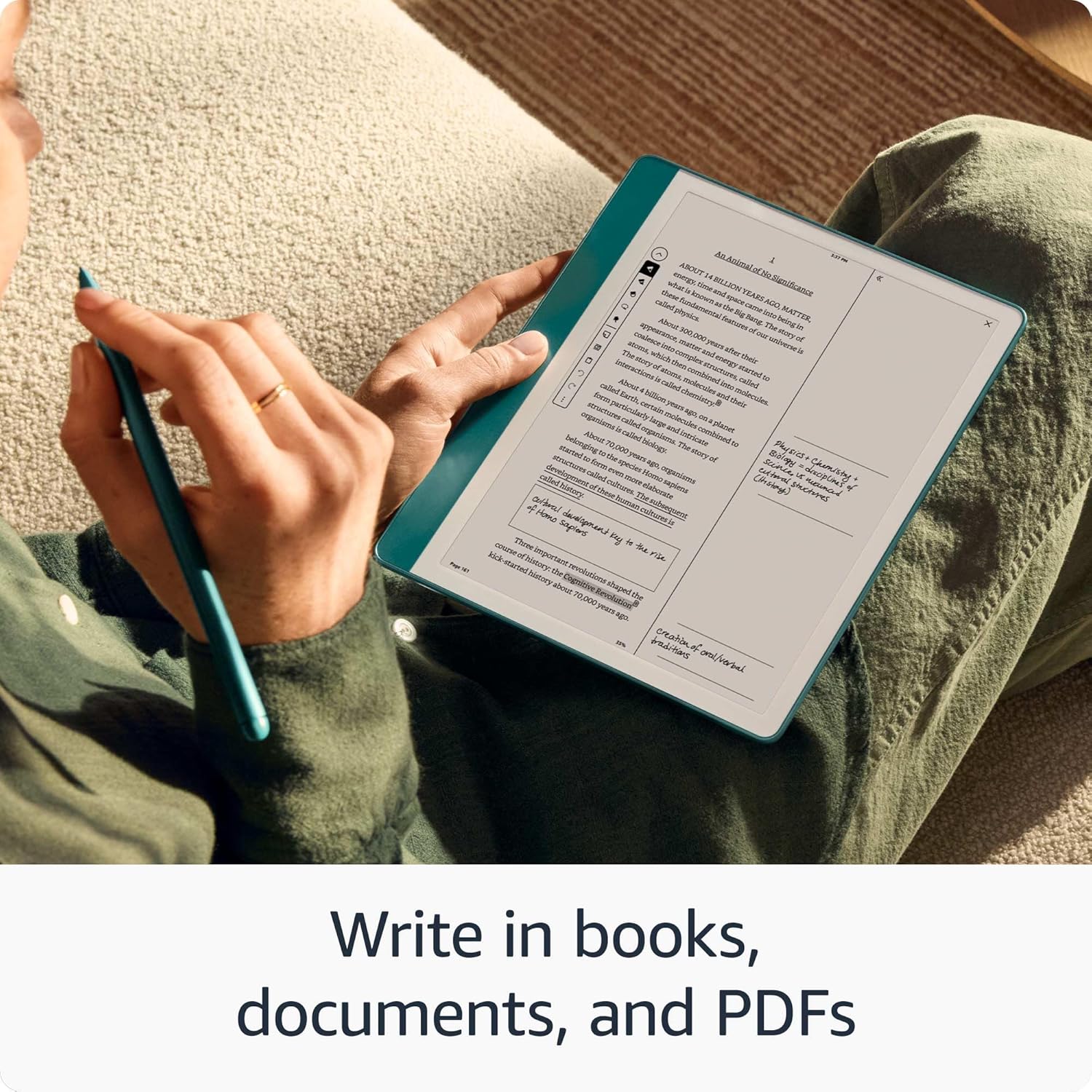 Amazon Kindle Scribe (16GB) - Redesigned display with uniform borders. Now write directly on books and documents. With built-in notebook summarization. Includes Premium Pen - Tungsten - Image 4