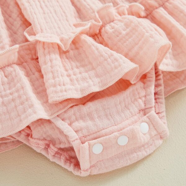Meihuida Newborn Baby Girl Sleeveless Rompers Summer Clothes Cotton Bodysuit with Headband - Image 6