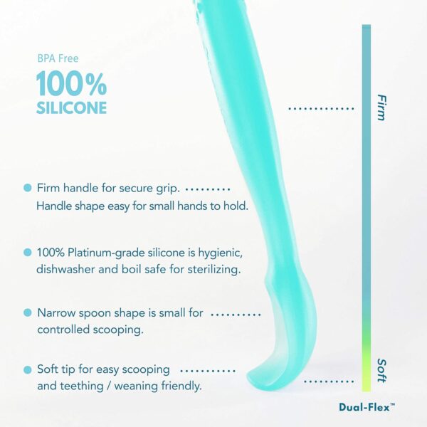 ChooMee Silicone Baby Spoons | 4 Months +, First Stage Baby Led Weaning and Self Feeding | Soft Spoon with Firm Handle | Designed in USA, BPA Free, Premium Grade Platinum Silicone | 2 CT - Image 2