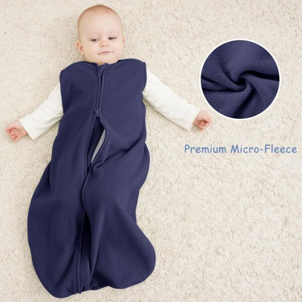 Looxii Fleece Baby Sleep Sack 0-6 Months 2 Pack 1.5 TOG Baby Wearable Blanket with 2-Way Zippers Soft Warm Toddler Sleeping Sack - Image 3