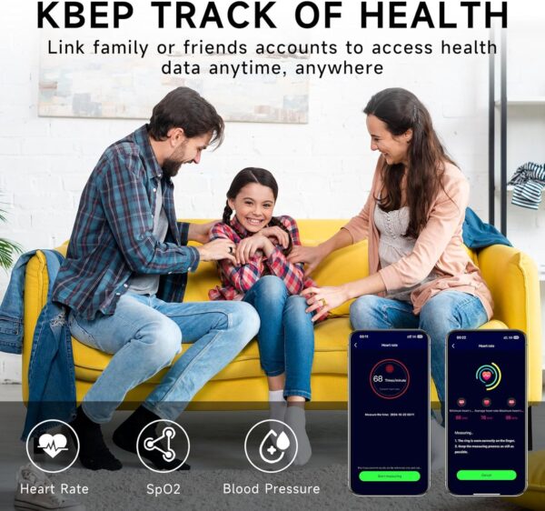 Smart Ring, Sleep Tracking Wearable, Heart Rate, Fitness Tracker, for Men/Women, Gold, Size 12 - Image 2