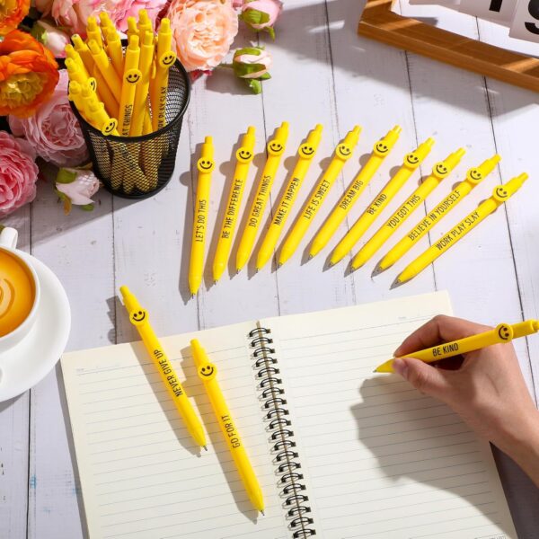 Fuutreo 50 Pcs Employee Appreciation Gifts Inspirational Pens Motivational Quotes Ballpoint Pens Smile Face for Coworker Employee(Believe) - Image 3