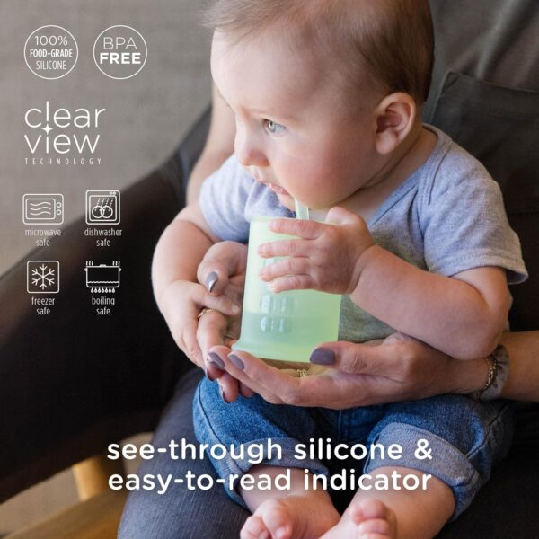 Olababy Silicone Training Cup with Straw Lid | Babies Water Drinking Cup | 6+ Mo Infant To 12-18 Months Toddler | Sippy Cup For Kids & Smoothie Cup | Baby Led Weaning (Mint, 5 oz) - Image 3