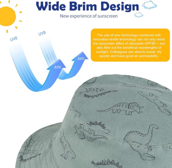 Durio UPF 50+ Beach Baby Sun Hat Sun Protection Cute Wide Brim Summer Baby Boy Bucket Hats Toddler Sun Hats for Girl - Image 7