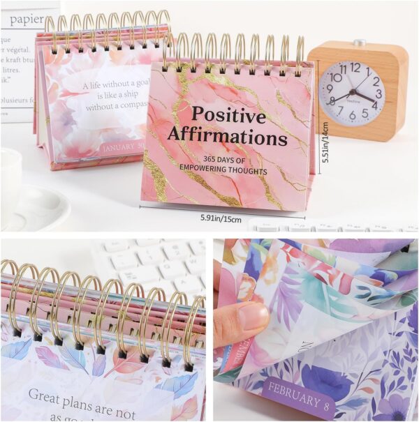Daily Flip Calendar with Inspirational Quotes - Motivational Perpetual Calendar Desk Office Home Decor for Women, Gifts Desk Accessories for Girls Positive Affirmations - Image 4