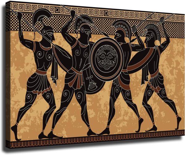 Warrior Poster Spartan Warrior Ancient Greek Mythology Character Posters Canvas Print Wall Art Modern Picture Home Bedroom Living Room Foyer Aesthetic Decor Gifts (24×36inch Unframed)