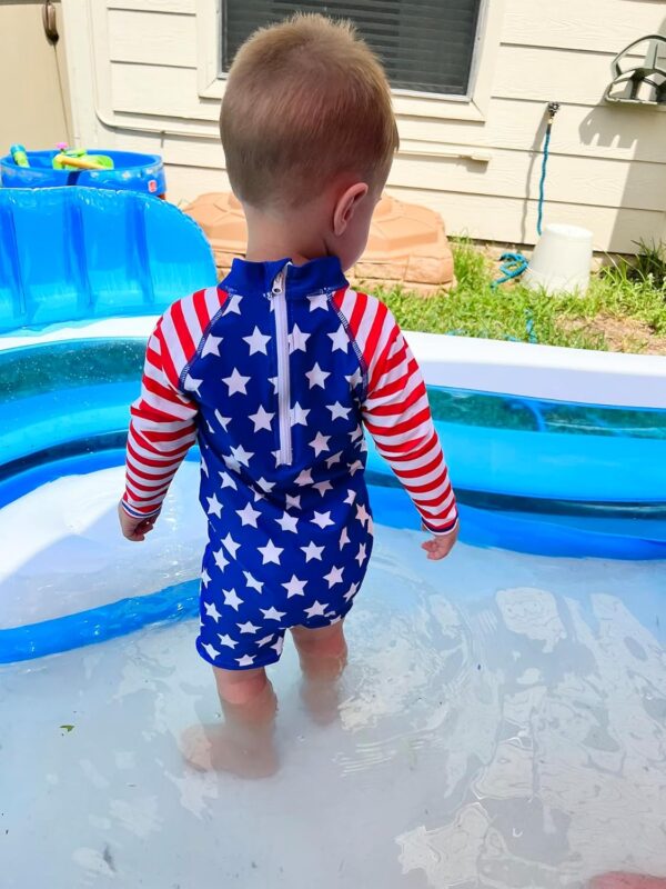 ADUKIDE Baby Boys Swimsuit Summer Beach Rash Guard Swimwear One Piece Sunsuit with Sun Hat 3-24 Months - Image 3
