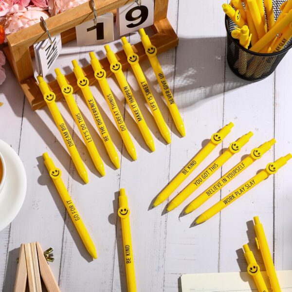 Fuutreo 50 Pcs Employee Appreciation Gifts Inspirational Pens Motivational Quotes Ballpoint Pens Smile Face for Coworker Employee(Believe) - Image 5