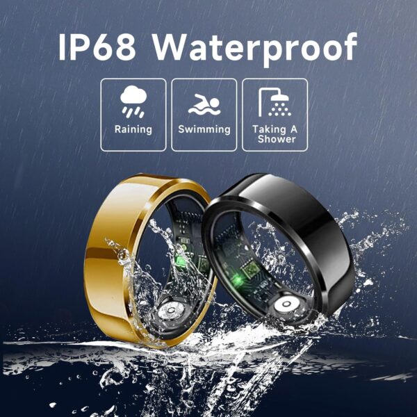 Smart Ring, Sleep Tracking Wearable, Heart Rate, Fitness Tracker, for Men/Women, Gold, Size 12 - Image 6