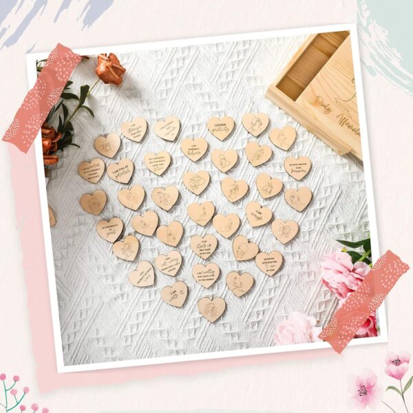 Wesiti Wooden Positive Affirmations Cards for Women 50 Pcs Heart Shaped Daily Affirmations for Women Empowerment Gifts Female Lines Inspirational Gifts for Women Motivational Quotes Wood Box - Image 3